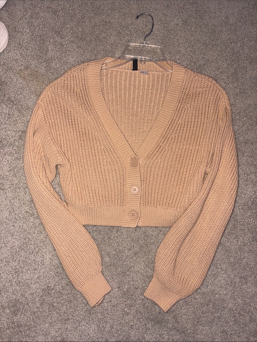 H&M Cropped Button-Up V-Neck Cardigan - Tan
